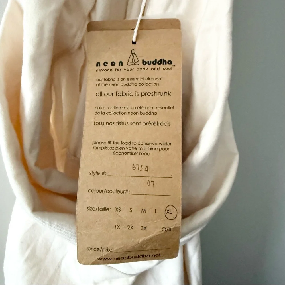 NWT NEON‎ BUDDHA Tie Cowl-Neck Tee Soft Jersey Slub Long Sleeve Top - Picture 4 of 5